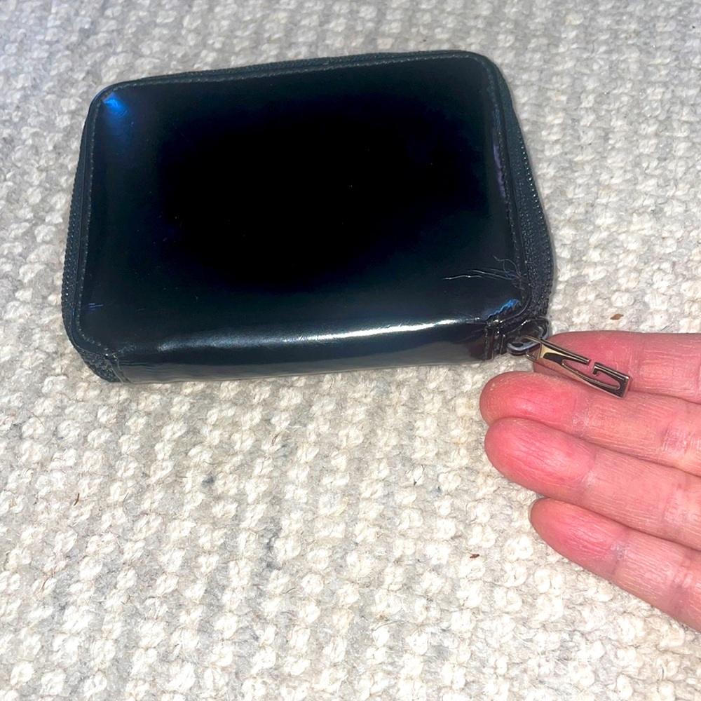 Black Authentic Gucci leather key fob Wallet with zip around closure